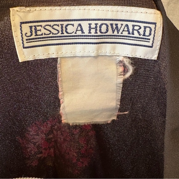 Jessica Howard Dark Romantic Elegant Sheath Dress with Pink Floral Accents - Picture 9 of 9